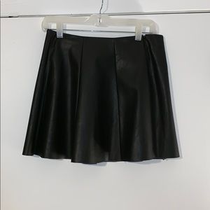 Black faux leather Skater Skirt